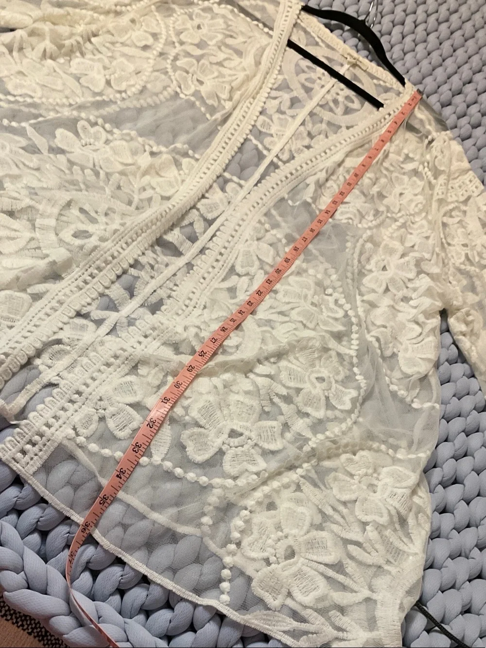 Umgee White Floral Lace Sheer Kimono Robe